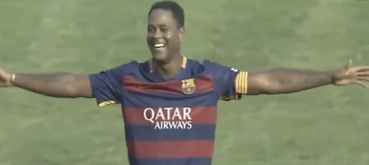 Patrick Kluivert scored an unbelievable 40-yard lob goal for Barcelona legends vs Uganda All Stars