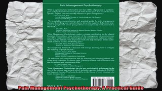 Pain Management Psychotherapy A Practical Guide