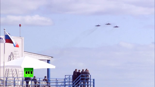 Three AWESOME Russian air force PAK FA T 50 in formation rival to US Air force F 22