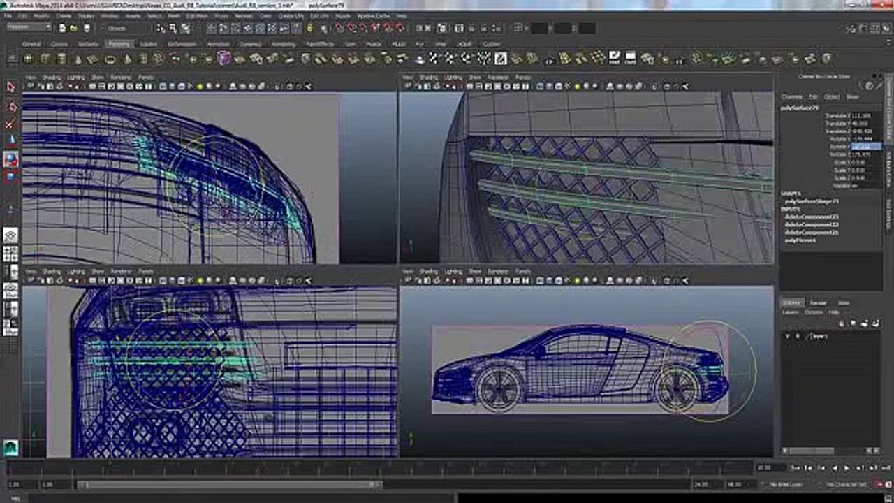 Audi R8 Modeling Tutorial Maya 2014 Clip42-37
