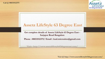 Assetz LifeStyle 63 Degree East - Sarjapur Road Bangalore - Price, Review, Floor Plan - Call @ 08033512375