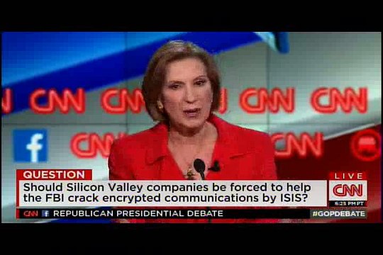 Carly Fiorina takes 2 minutes to say she would not force companies to share encrypted communications