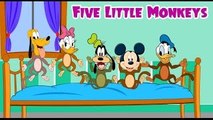 Five Mickey Mouse Donald Duck Kids Rhyme | Five Little Monkey Jumping On The Bed Nursery R