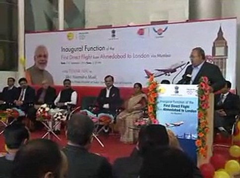 Ahmedabad to London First Direct Flight inaugurated by Saurabh Patel & Pradipsinh Jadeja