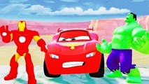 McQueen CARS play with HULK (Marvel) and IRON MAN (Avengers) ! Fun For Kids HD 1080p