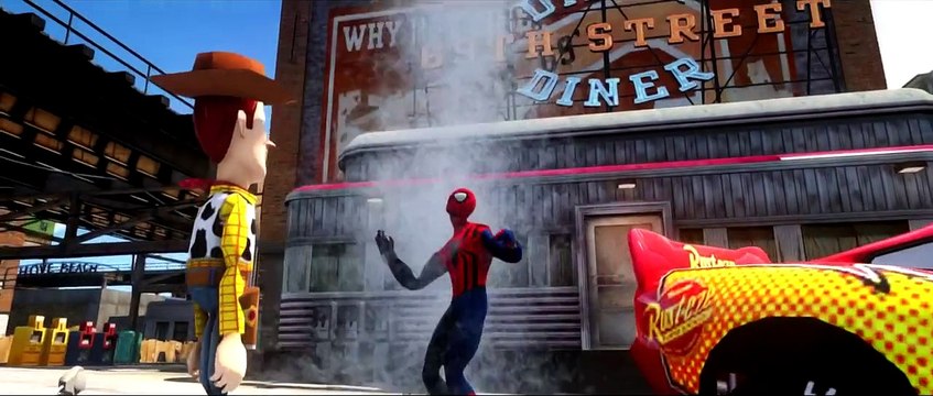 Disney Toy Story Sheriff Woody and Spider-Man Driving & Testing Lightning McQueen Disney Pixar Cars , HD online free 2016