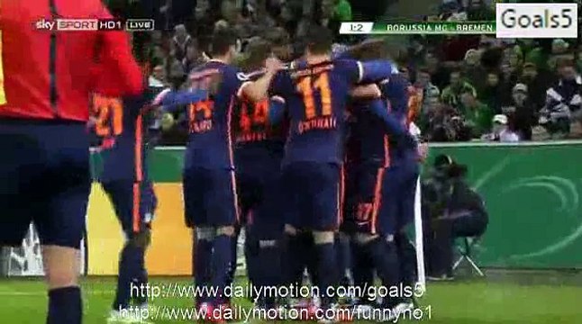 Jannik Vestergaard Goal Monchengladbach 1 - 2 Bremen DBF Pokal 15-12-2015