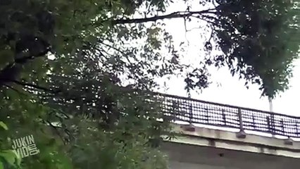 Парень спрыгнул с поезда в реку