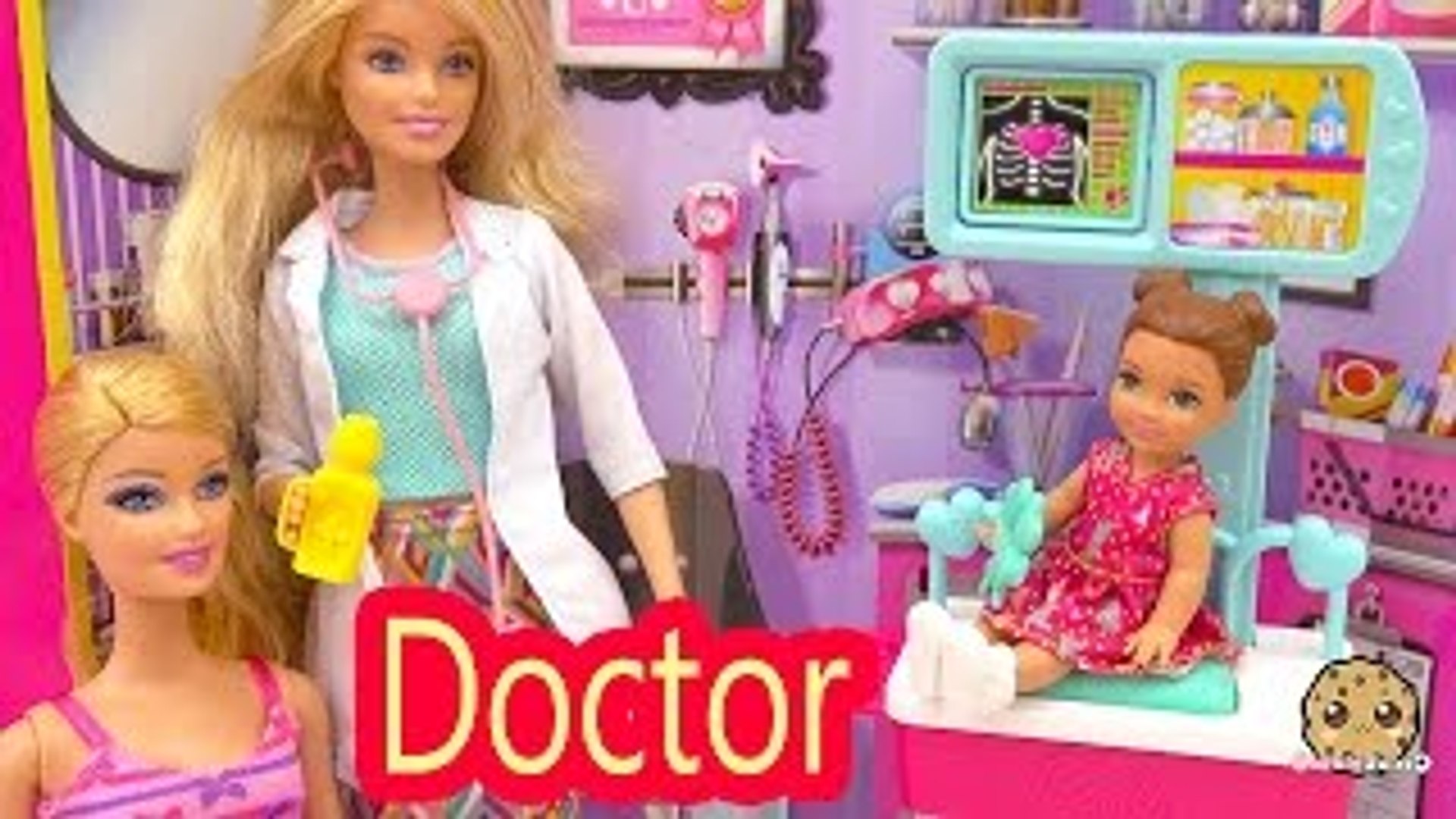 Dr. Barbie Doll Doctors Office Visit with Sick Girl - Careers Playset Toy  Video Cookieswir - Dailymotion Video