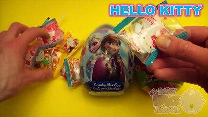 Opening 3 JUMBO Surprise Eggs! Disney Frozen Hello Kitty Spider-Man
