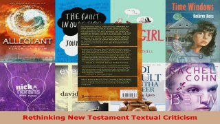 Read  Rethinking New Testament Textual Criticism Ebook Free