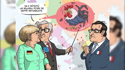 Jean-Claude Juncker et Angela Merkel détectent le virus de la grippe F1N1 en France