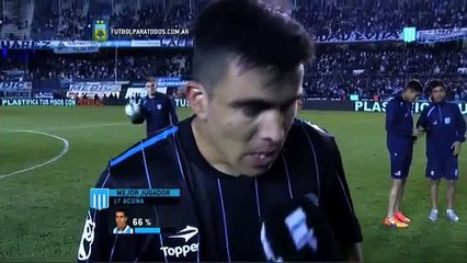 Acuña: "Se dejó todo". Racing 2 - Estudiantes 1. Liguilla Pre-Libertadores 2015. FPT.