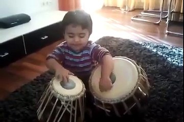 Kid Playing Tabla (Drums) with Persian Song- Very Cute