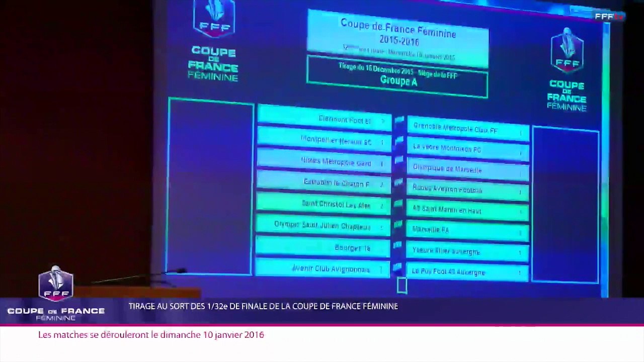Le tirage au sort des 32èmes de finale de la Coupe de France Féminine