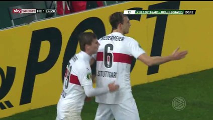 Georg Niedermeier Goal - VfB Stuttgart 1-1 Braunschweig - 16-12-2015 - DFB Pokal