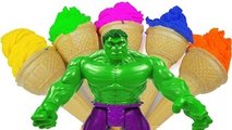 Play Doh ICE CREAM for HULK ! McQueen Cars Disney Frozen Toys (Playdough Colors for Kids &
