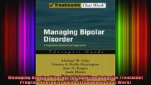 Managing Bipolar Disorder A Cognitive Behavior Treatment Program Therapist Guide