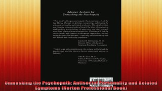 Unmasking the Psychopath Antisocial Personality and Related Symptoms Norton Professional