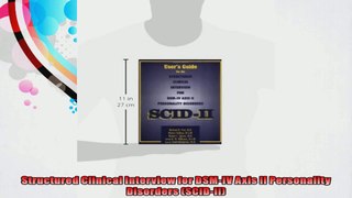 Structured Clinical Interview for DSMIV Axis II Personality Disorders SCIDII