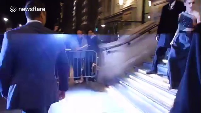 The cast of Star Wars: The Force Awakens leave their hotel for the London premiere