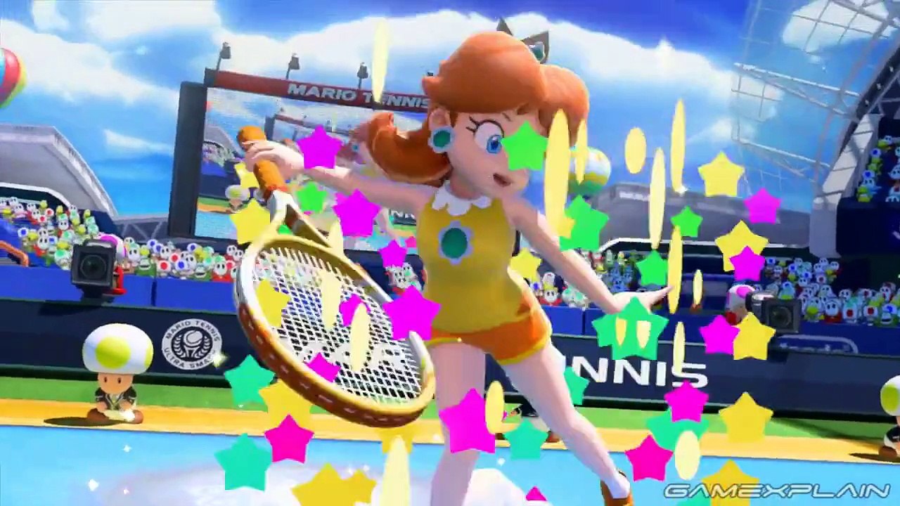 Mario Tennis: Ultra Smash - Rosalina Vs. Daisy 1 on 1 Gameplay (60fps)