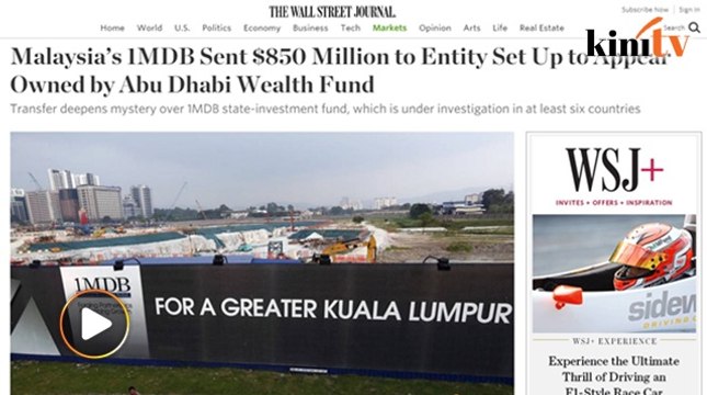 WSJ drops US$850m bombshell on 1MDB