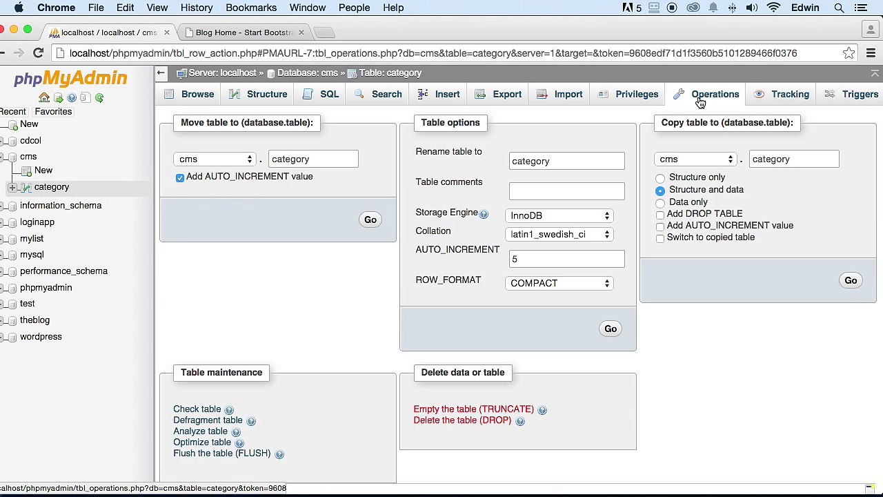 Inserting Data into Category Table and Displaying it