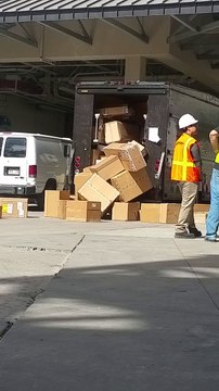 Quand le livreur UPS pète un cable et balance tout les colis hors de son camion