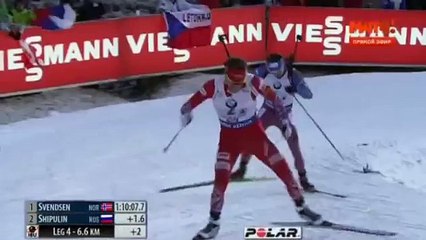 Shipulin vs Svendsen - SUPER FINISH of the relay - Hochfilzen 2015