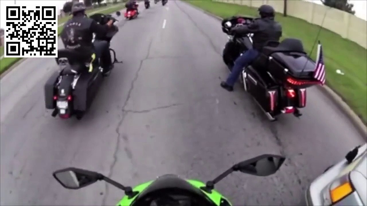 MORON Cuts Off Bikes...INSTANT JUSTICE!!!