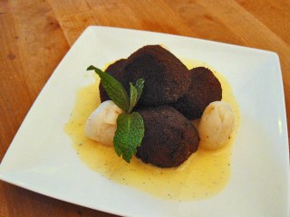 Croquettes de riz au lait et litchi