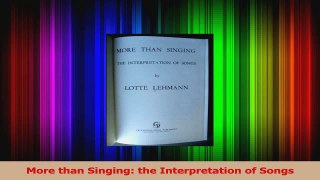 PDF Download  More than Singing the Interpretation of Songs Download Full Ebook