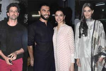 Hrithik, Sonam, Ranveer, Deepika at screening of Bajirao Mastani