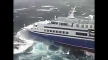 A big cruise liner is nearly drowned by massive waves