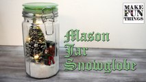 Mason Jar Crafts: DIY snowglobe/winter scene for Christmas & Holiday decor! Waterless and without glycerin.
