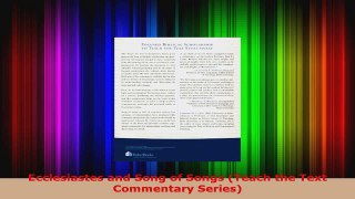 Read  Ecclesiastes and Song of Songs Teach the Text Commentary Series PDF Online