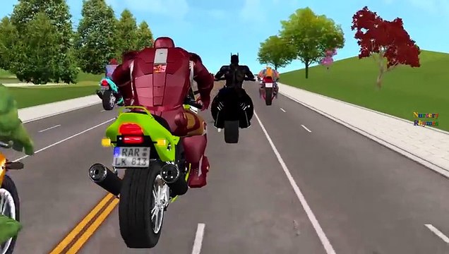 Bike Racing Videos For Children By Spiderman Ironman Hulk Batman Superman Cartoons