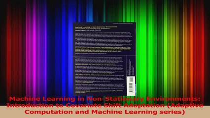 Machine Learning in NonStationary Environments Introduction to Covariate Shift Read Online