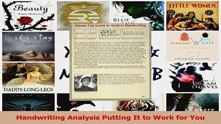PDF Download  Handwriting Analysis Putting It to Work for You Read Online