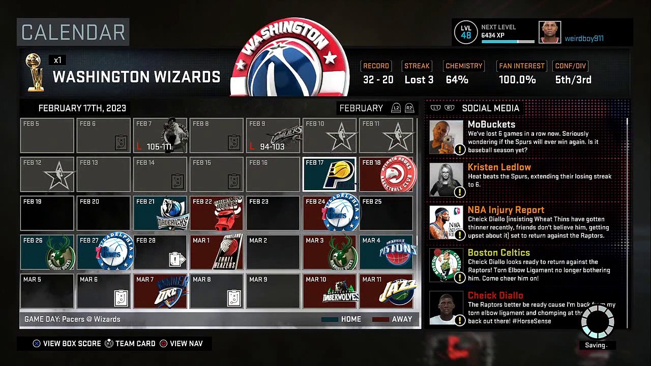 NBA 2K16: Wizards MyGM ep. 54 Simming to the End of the Year