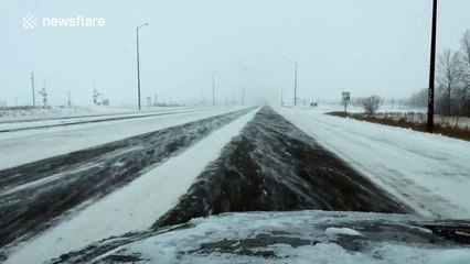 Snow storm leaves highway incredibly slippery
