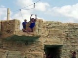 Girl Falls Off Zipline Into Pool