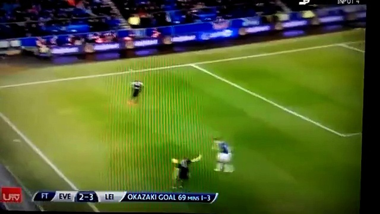 Okazaki Goal .. everton 2-3 LEICESTER 岡崎のゴール [Low, 360p]