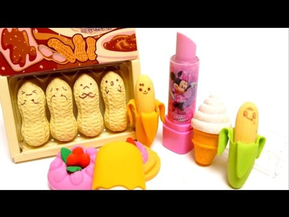 Ice Cream Cone & Minnie Mouse & Peanut Eraser for School