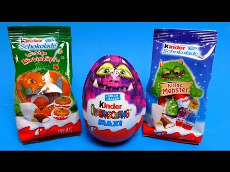 Little Monster Kinder Chocolate & Monster Maxi Surprise Egg & Funny Pumpkin Heads
