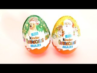 2 Christmas Maxi Surprise Eggs with Toys Snoopy & ?