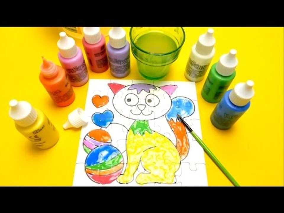 Finger Painting Game - Cat Puzzle Coloring Playset