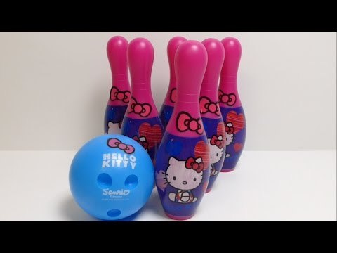 Hello Kitty Bowling Set - 6 Pink Pin Skittle Toy Playset