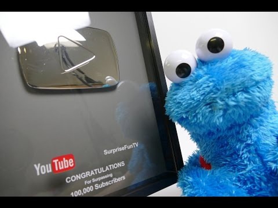 YouTube Silver Play Button Unboxing with Cookie Monster